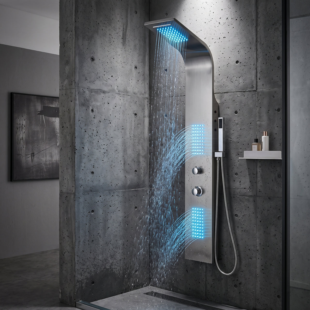 Colonne de douche inox brossé incurvée | Brume